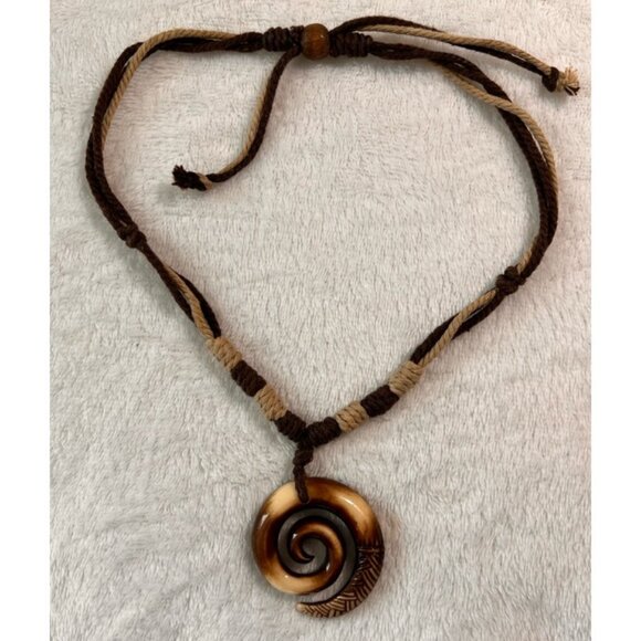 Jewelry - New Zealand Maori Style Koru Spiral Pendant Adjustable Necklace - Boho Tribal